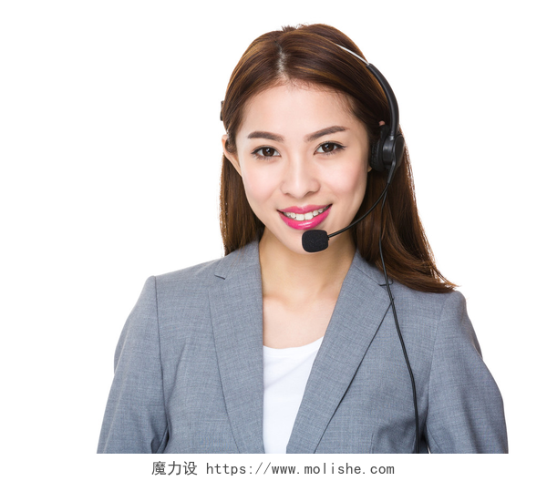 带着耳机的女性客户服务助理带耳机的客户服务助理